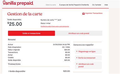 vérifier solde carte visa prépayée.